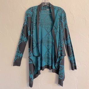 Turquoise and gray sweater